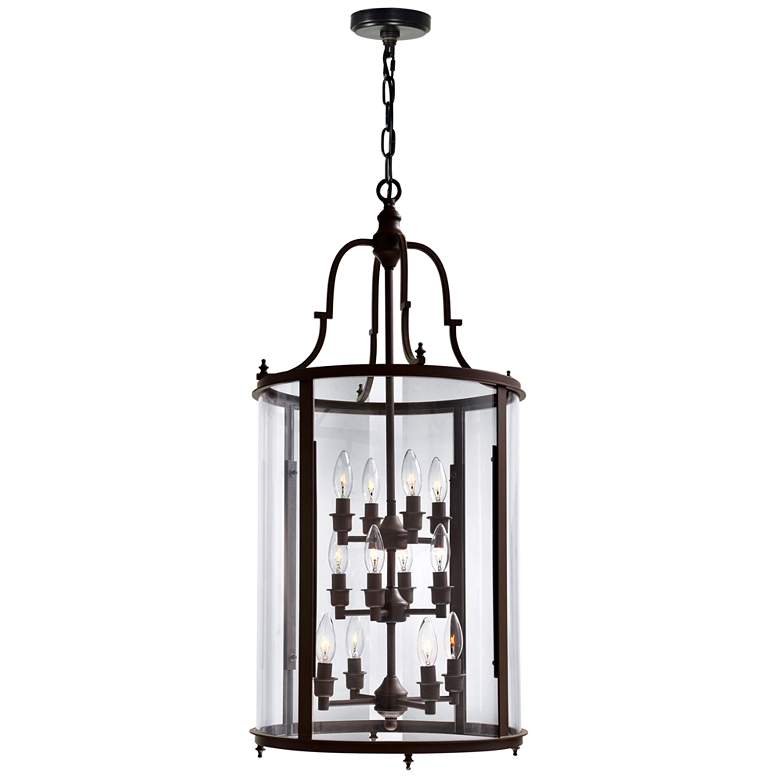 Image 1 Desire 12 Light Drum Shade Chandelier With Oil Rubbed Bronze Finish