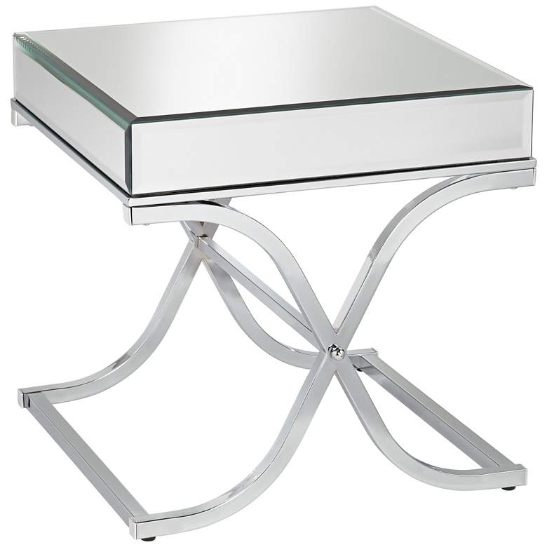 Image 1 Desiree 23 1/2 inch Wide Silver Mirror Top and Chrome End Table