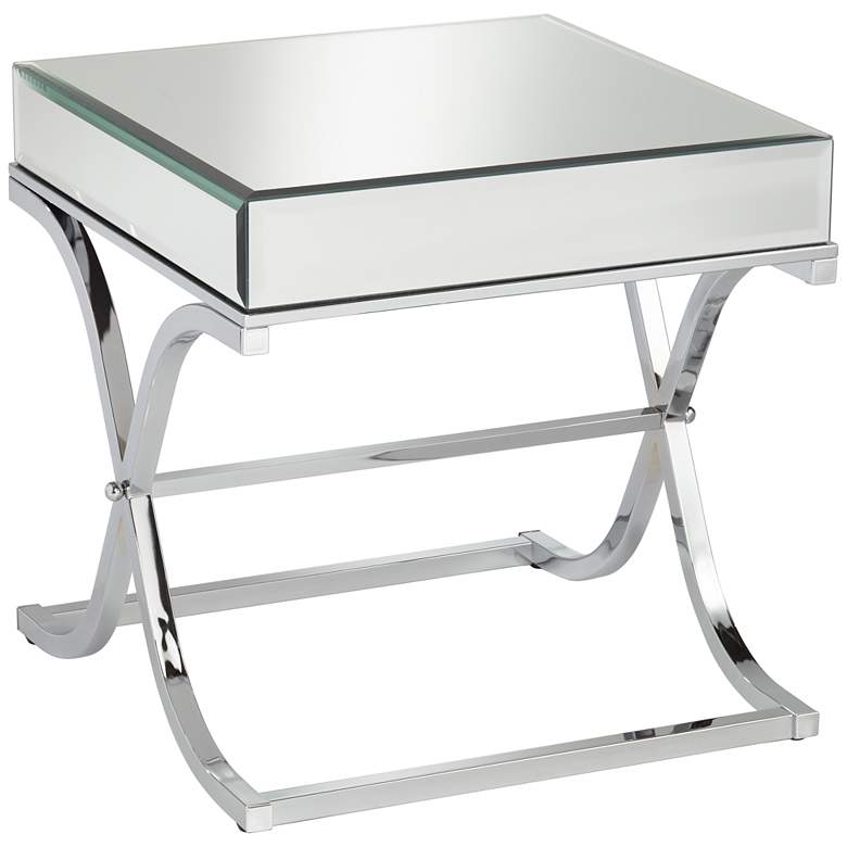 Image 6 Desiree 23 1/2" Wide Silver Mirror Top and Chrome End Table more views