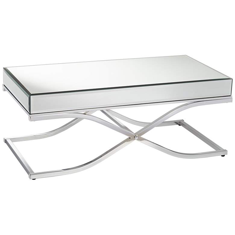 Desiree 47 1/2 inch Wide Silver Mirror and Chrome Coffee Table