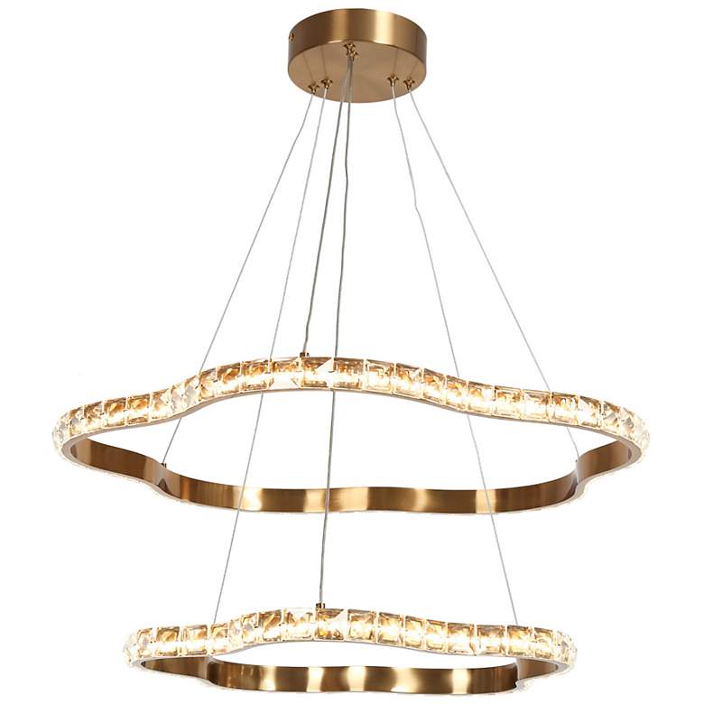 Image 1 Deslumbrante 25 1/2"W Plating Brass 2-Tiered LED Chandelier