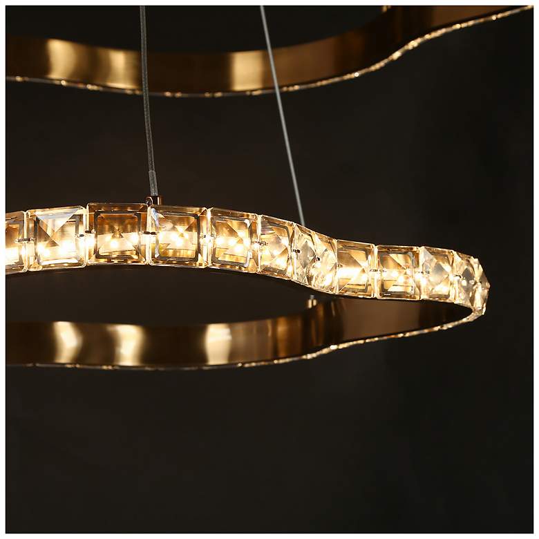 Image 3 Deslumbrante 25 1/2"W Plating Brass 2-Tiered LED Chandelier more views
