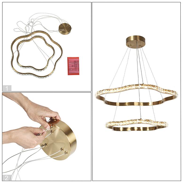 Image 6 Deslumbrante 25 1/2"W Plating Brass 2-Tiered LED Chandelier more views