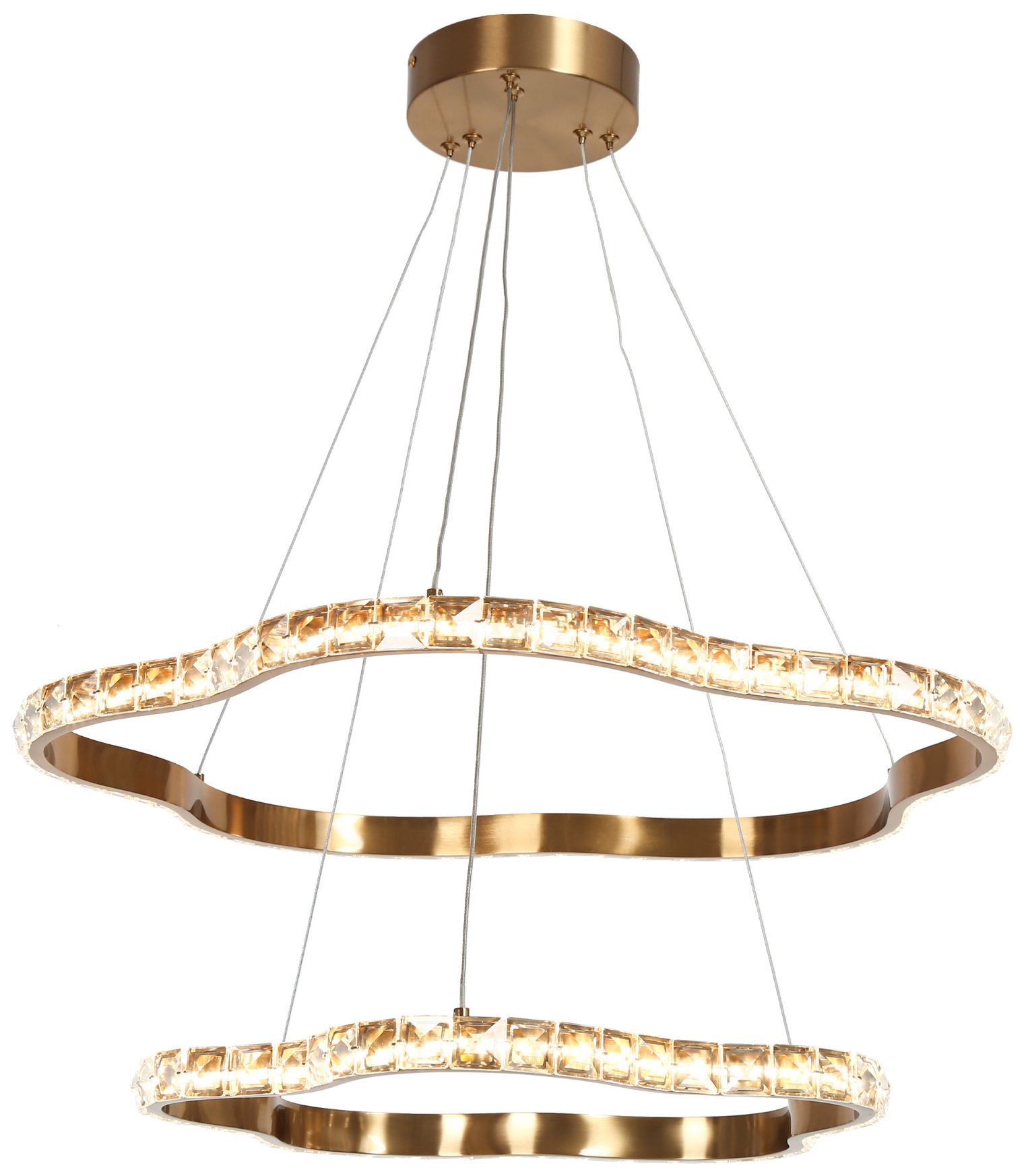 Deslumbrante 25 1/2"W Plating Brass 2-Tiered LED Chandelier - Made to Order