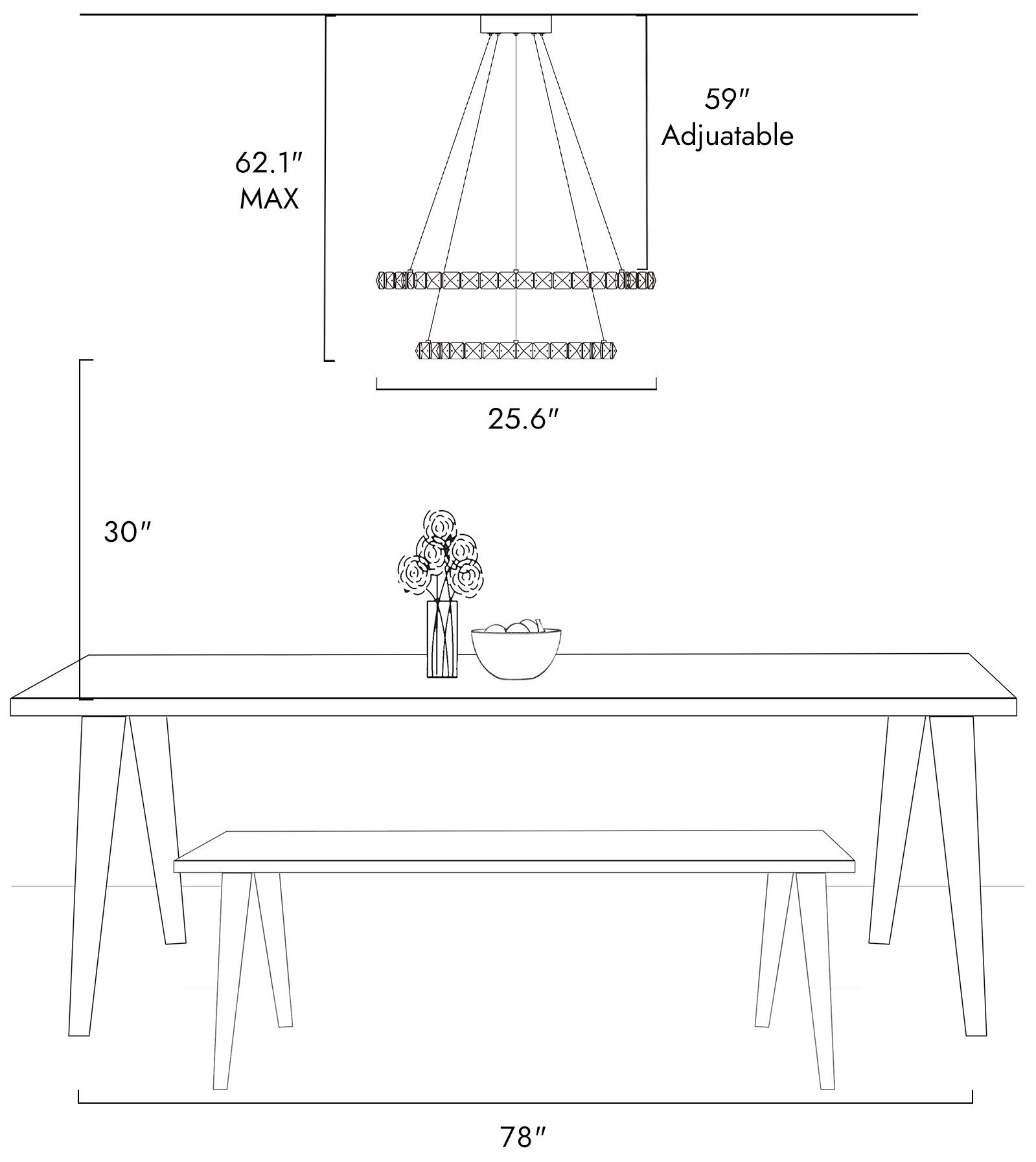 Deslumbrante 25 1/2"W Plating Brass 2-Tiered LED Chandelier - Made to Order