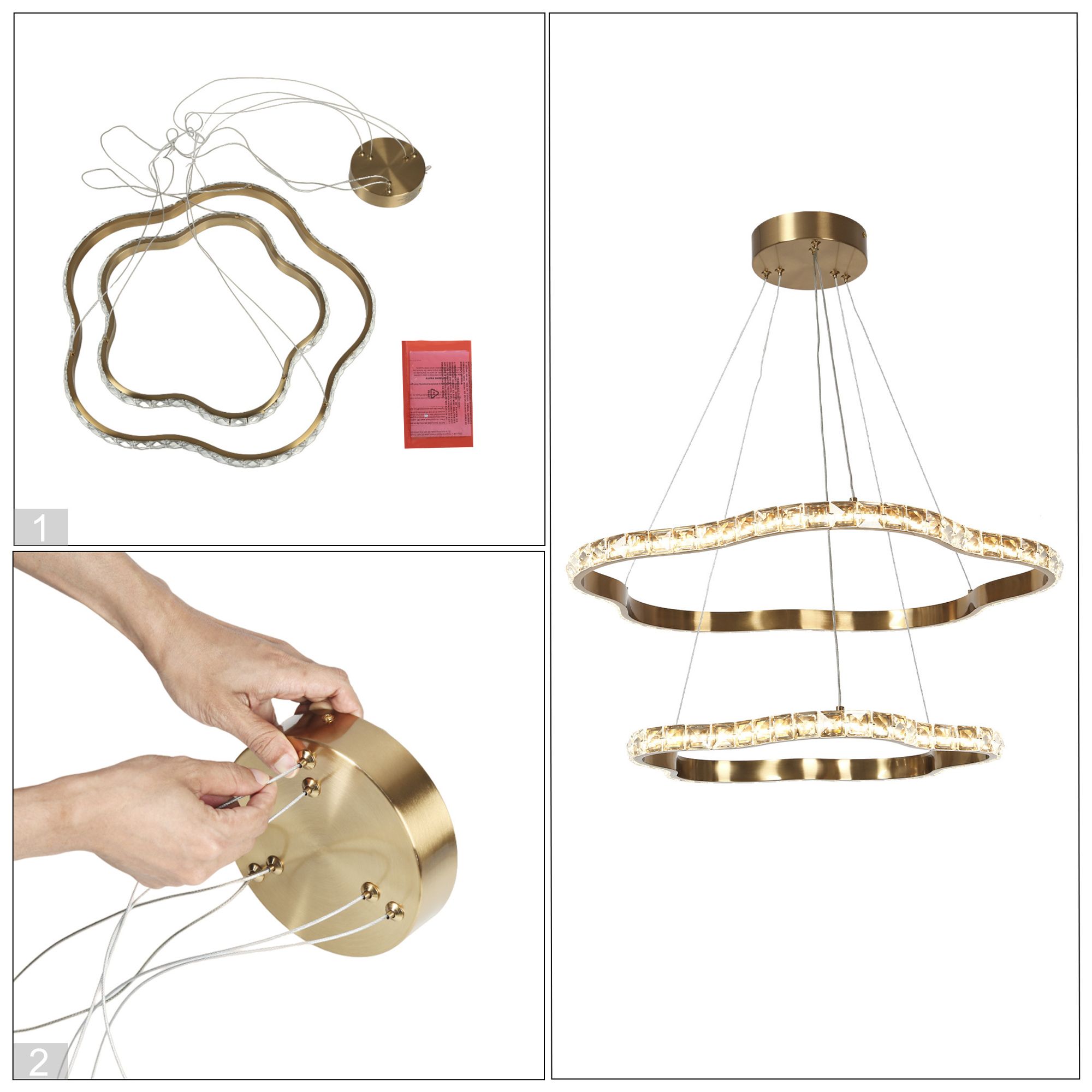 Deslumbrante 25 1/2"W Plating Brass 2-Tiered LED Chandelier - Made to Order