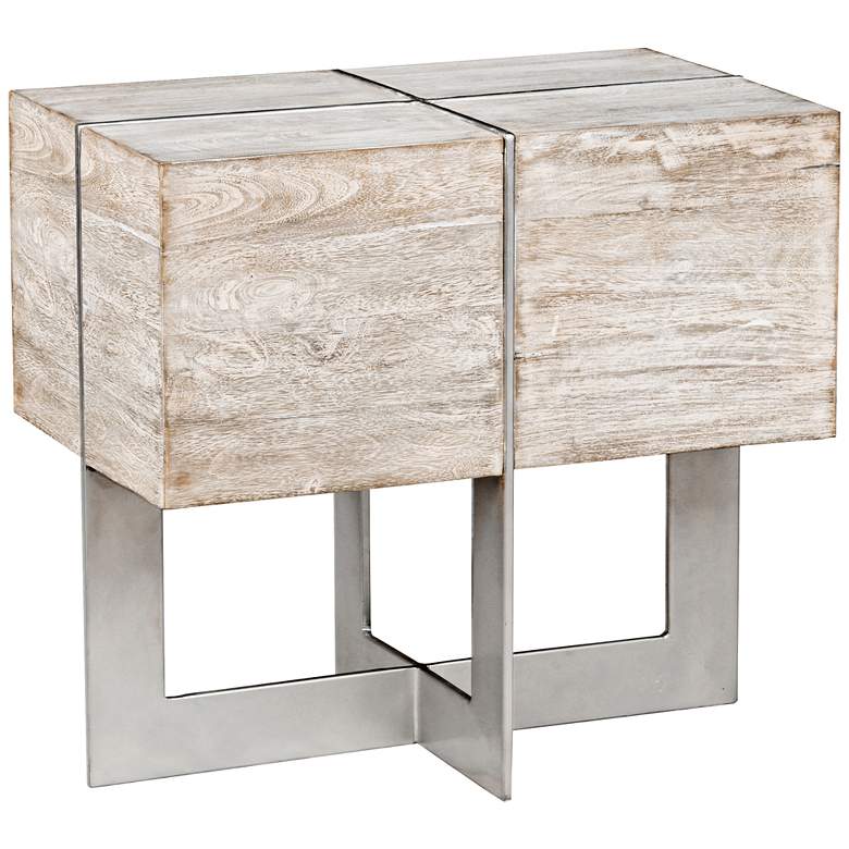 Image 1 Desmond 26 inch Wide Whitewash Wood Modern End Table