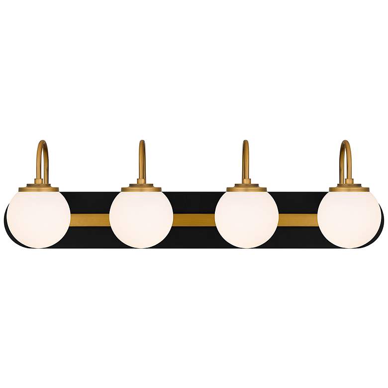 Image 2 Desmond 30" Wide Matte Black with Gold 4-Light Bath Light