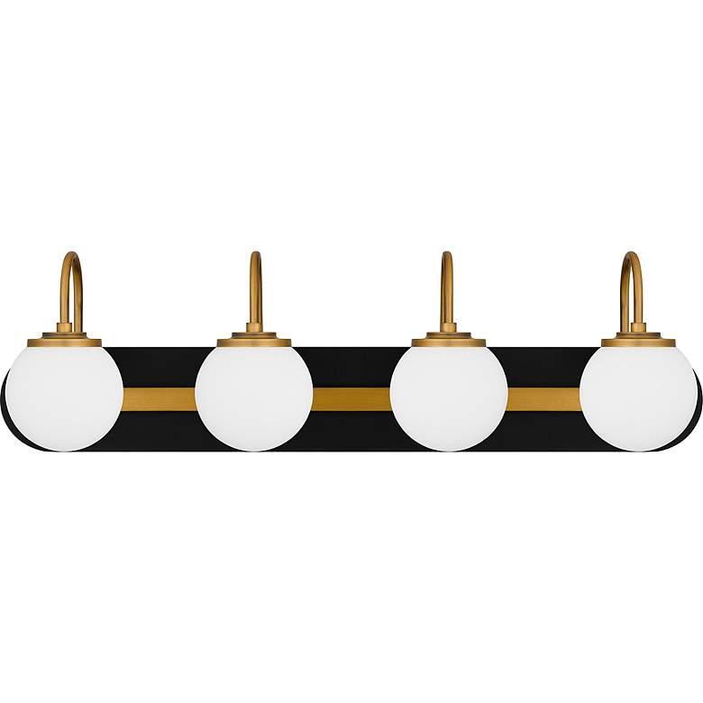 Image 3 Desmond 30" Wide Matte Black with Gold 4-Light Bath Light more views