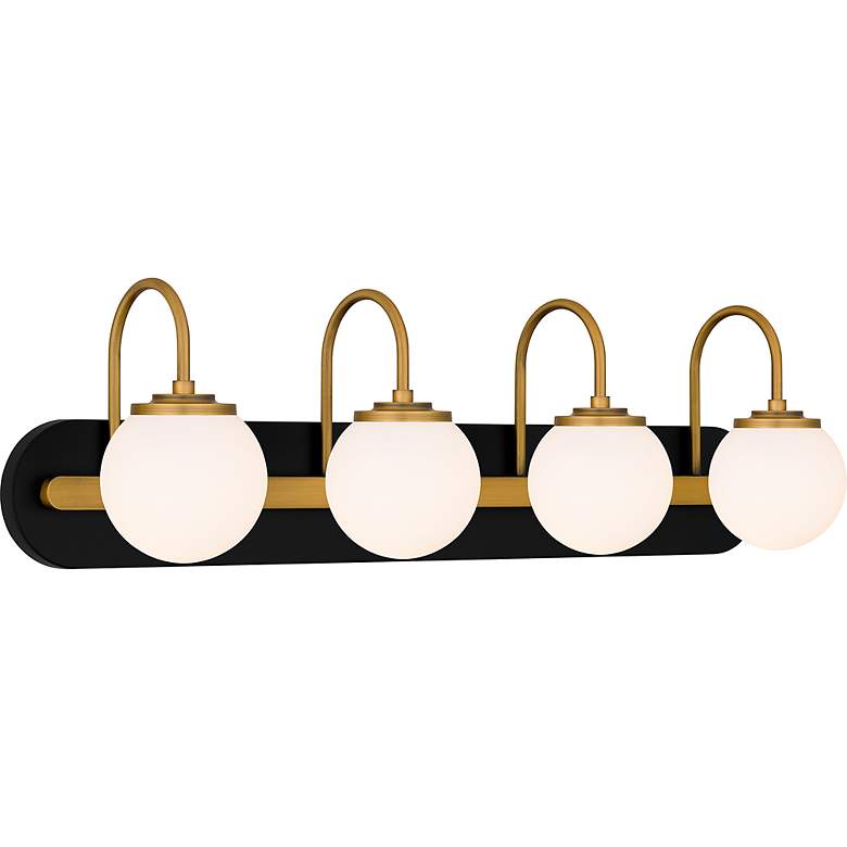 Image 4 Desmond 30" Wide Matte Black with Gold 4-Light Bath Light more views