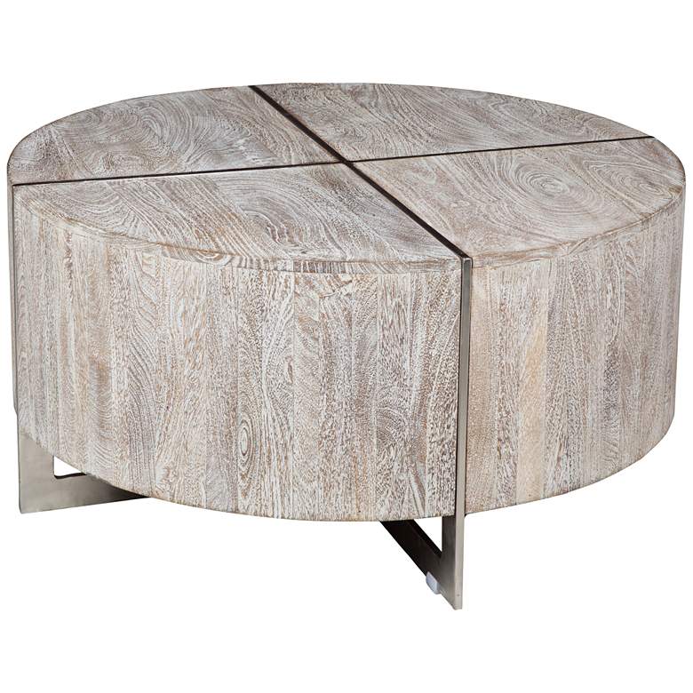Image 1 Desmond 36 inch Wide Whitewash Wood Modern Round Coffee Table