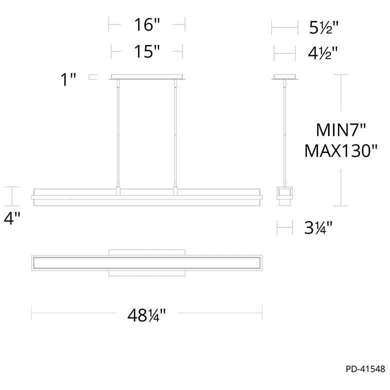 Image 4 Desmond 4"H x 48.25"W 1-Light Linear Pendant in Black more views