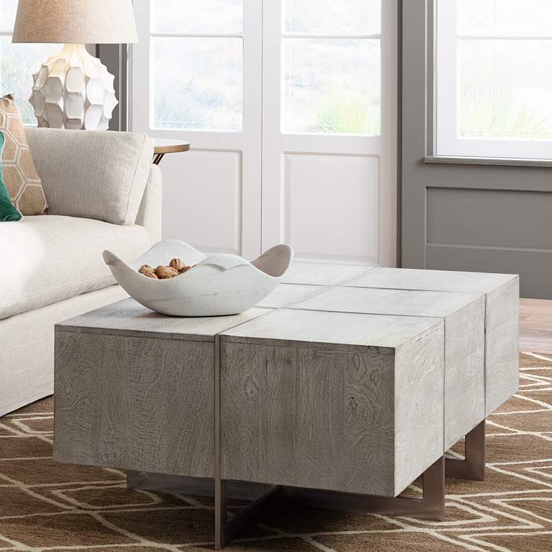 Image 1 Desmond 54" Wide Whitewash Wood Modern Coffee Table
