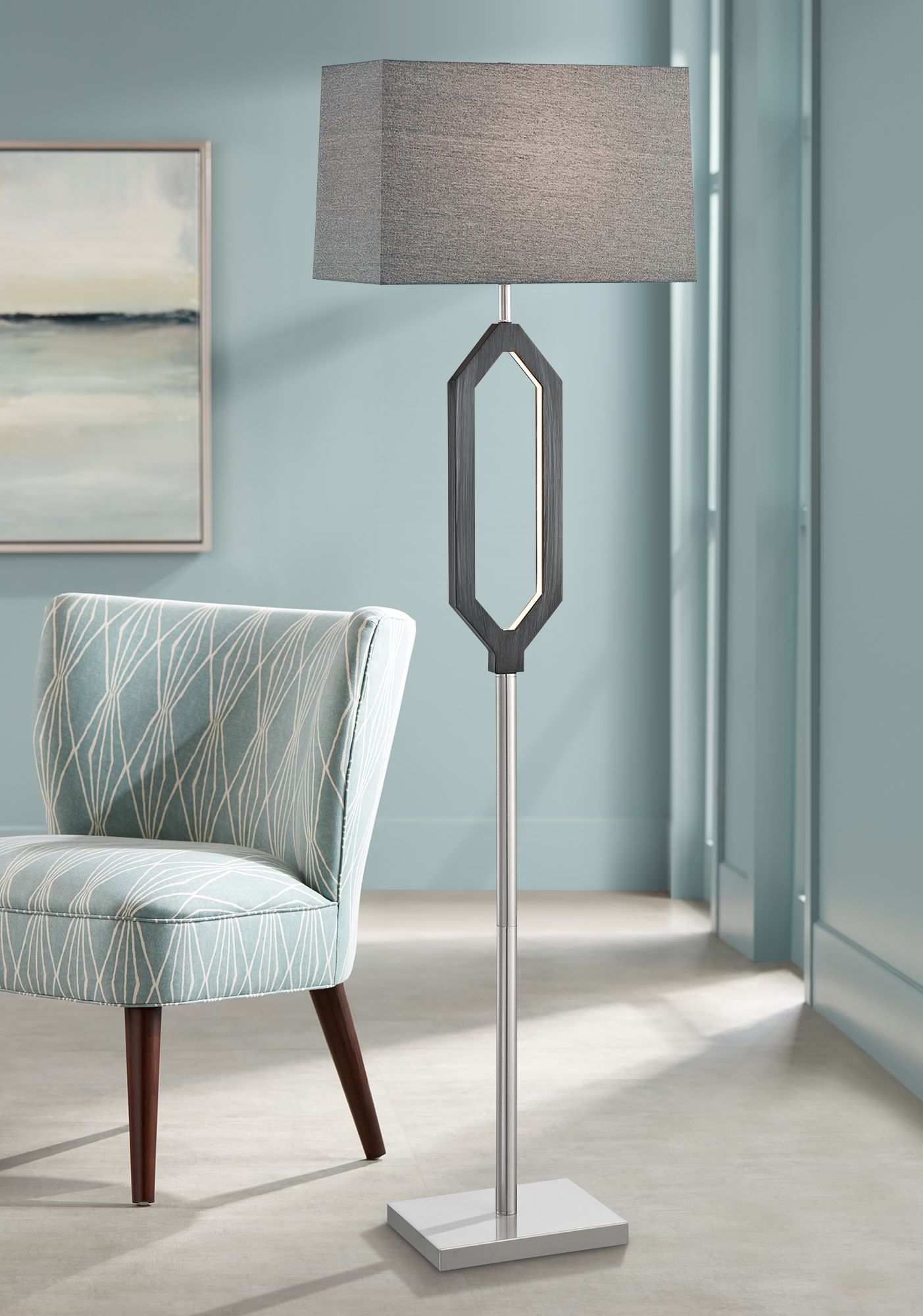 grey floor lamp