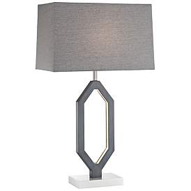 Image1 of Desmond Charcoal Gray Table Lamp with LED Night Light