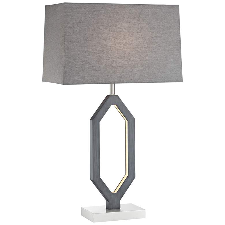 Image 1 Desmond Charcoal Gray Table Lamp with LED Night Light