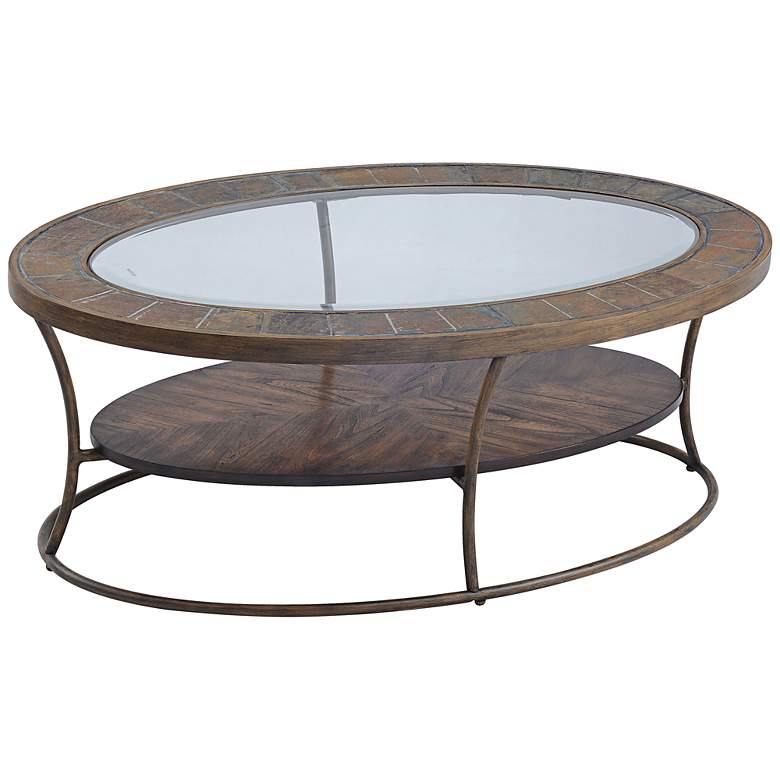 Image 1 Desoto Natural Slate Warm Sienna Oval Cocktail Table