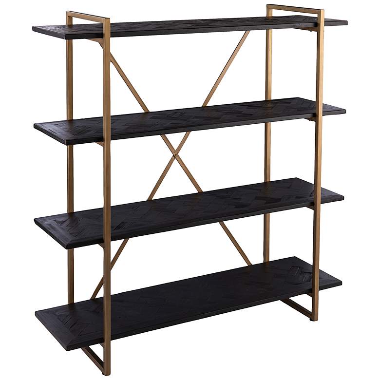 Image 2 Dessingham 52" Wide Black Stained 3-Shelf Bookshelf