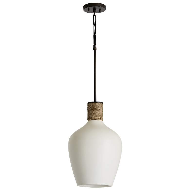 Image 1 Destin 12" Wide Dark Pewter White Ceramic Mini Pendant