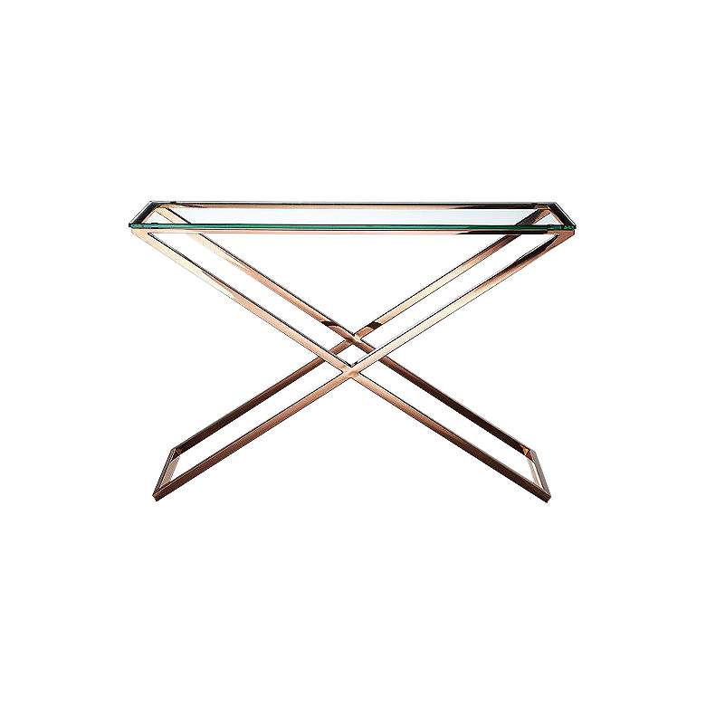 Image 1 Destiny Clear Glass Top and Rose Gold Console Table