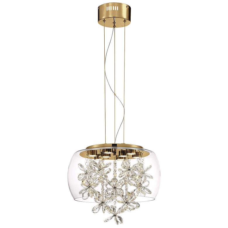 Image 1 Destiny LED 16 In Glass Crystal Brass Pendant