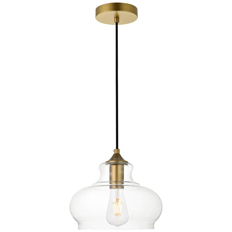 Image 1 Destry 1 Lt Brass Pendant With Clear Glass