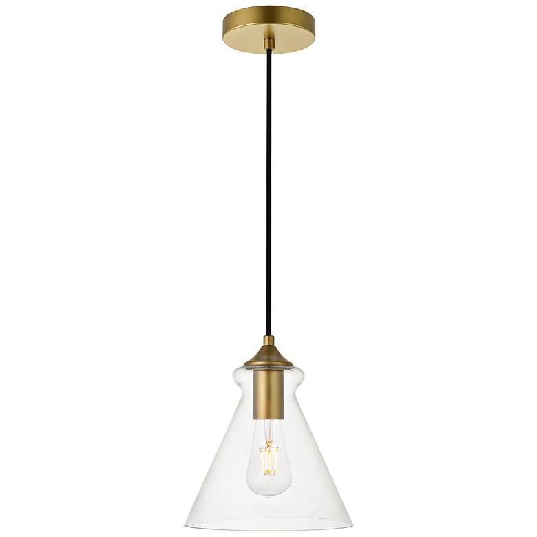 Image 2 Destry 1 Lt Brass Pendant With Clear Glass