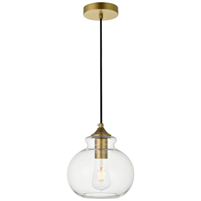 Image 2 Destry 1 Lt Brass Pendant With Clear Glass