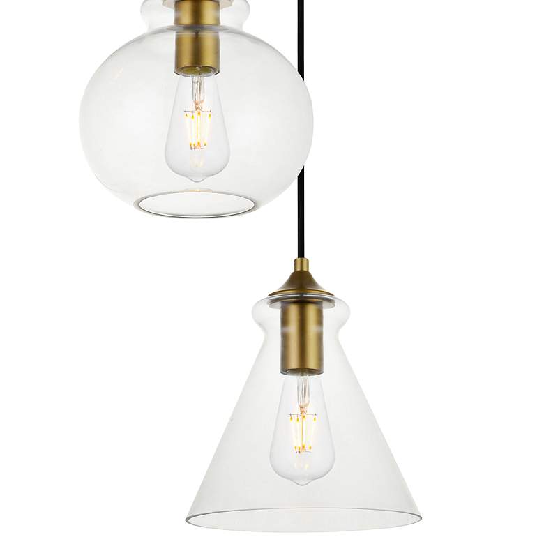 Image 4 Destry 18 1/2" Wide Brass Multi-Light Pendant w/ Clear Glass more views