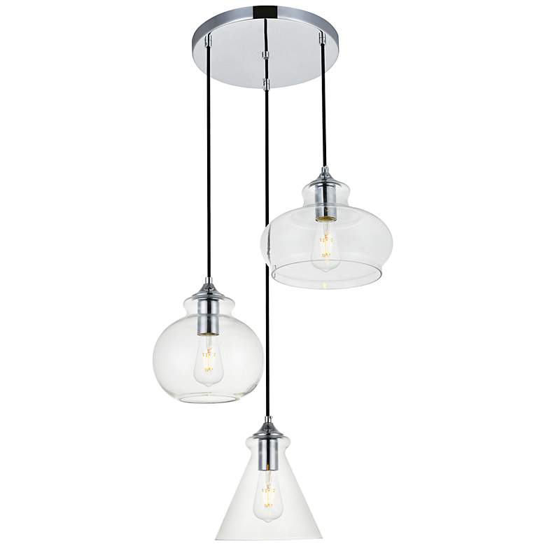 Image 3 Destry 18 1/2"W Chrome Multi-Light Pendant w/ Clear Glass