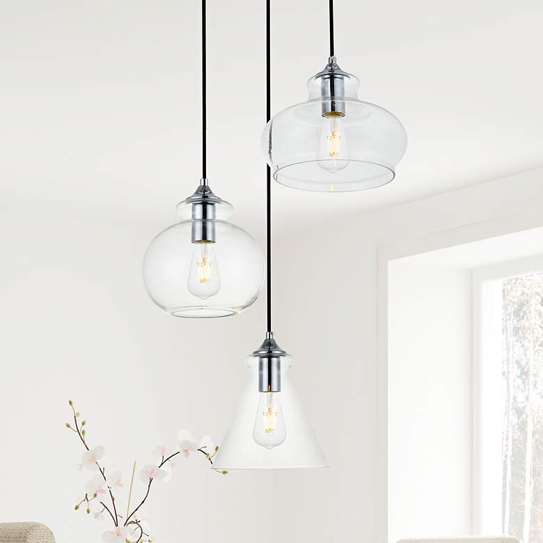 Image 2 Destry 18 1/2"W Chrome Multi-Light Pendant w/ Clear Glass