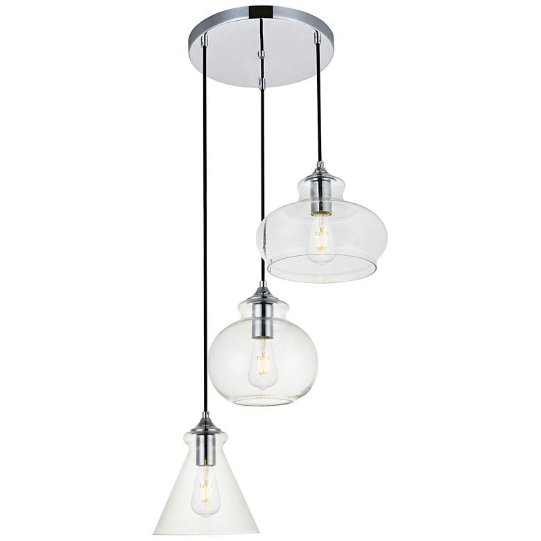 Image 5 Destry 18 1/2"W Chrome Multi-Light Pendant w/ Clear Glass more views
