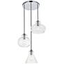 Destry 3 Lts Chrome Pendant With Clear Glass