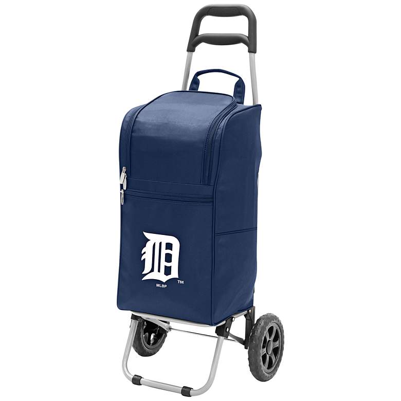 Image 1 Detroit Tigers Navy Wheeled Cart Cooler Tote