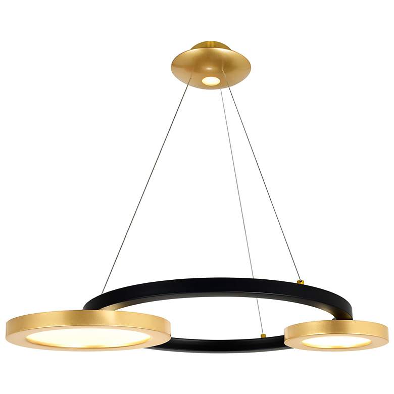 Image 1 Deux Lunes 29" Wide Sun Gold and Black LED Chandelier