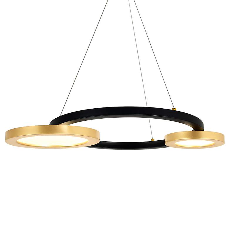 Image 2 Deux Lunes 29" Wide Sun Gold and Black LED Chandelier more views