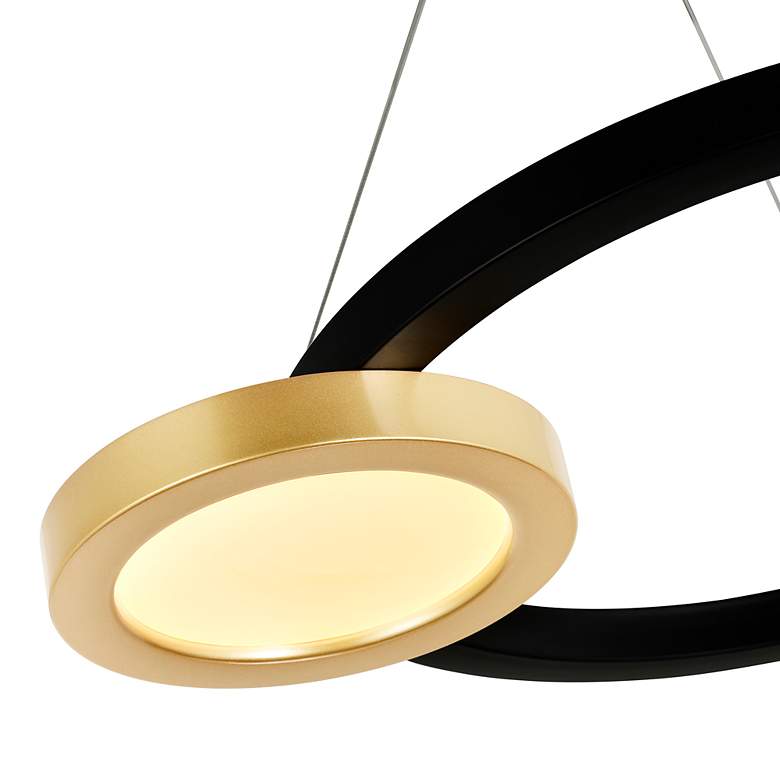 Image 4 Deux Lunes 29" Wide Sun Gold and Black LED Chandelier more views