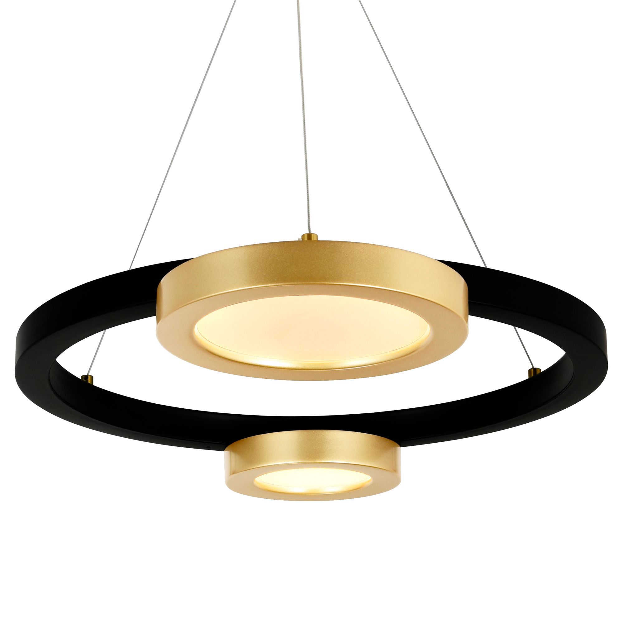 Image 3 Deux Lunes Integrated LED 20in Sun Gold & Black Chandelier more views