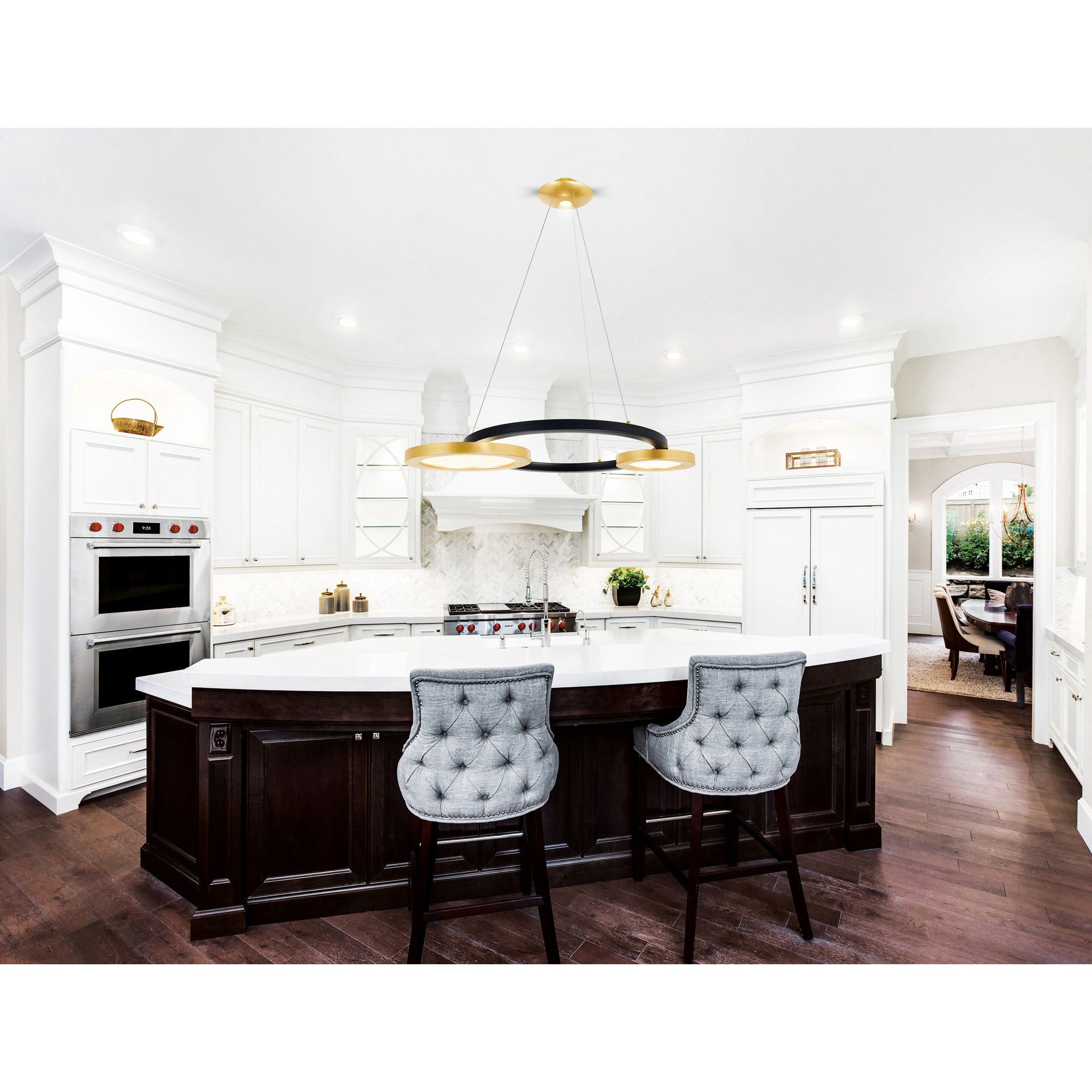 Image 6 Deux Lunes Integrated LED 29in Sun Gold & Black Chandelier more views