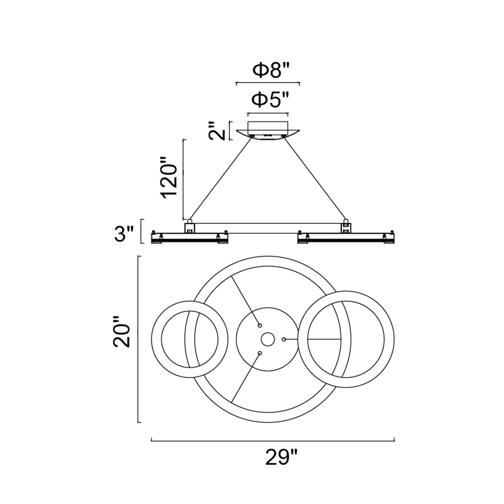 Image 7 Deux Lunes Integrated LED 29in Sun Gold & Black Chandelier more views