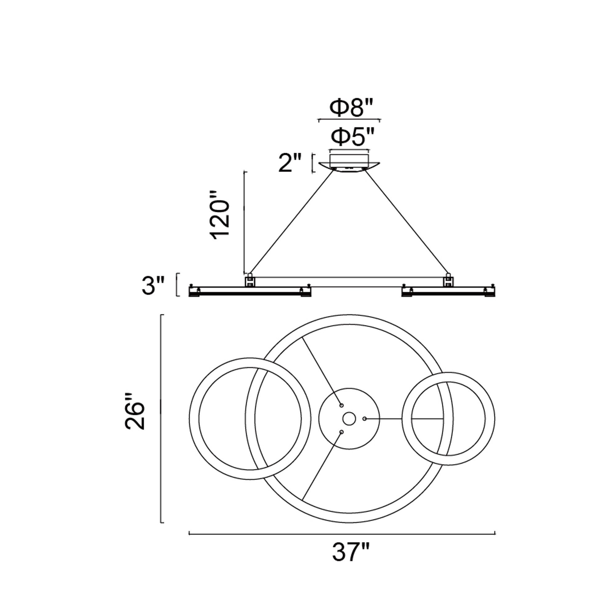 Image 7 Deux Lunes Integrated LED 37in Sun Gold & Black Chandelier more views