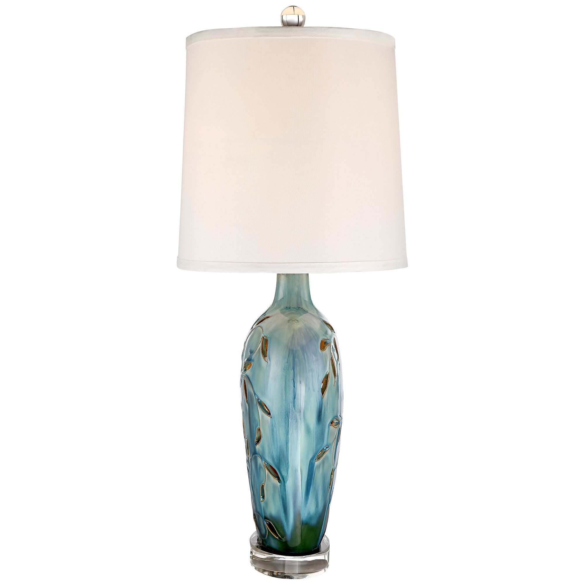 Devan Vines Blue Ceramic Night Light Lamp with Table Top Dimmer