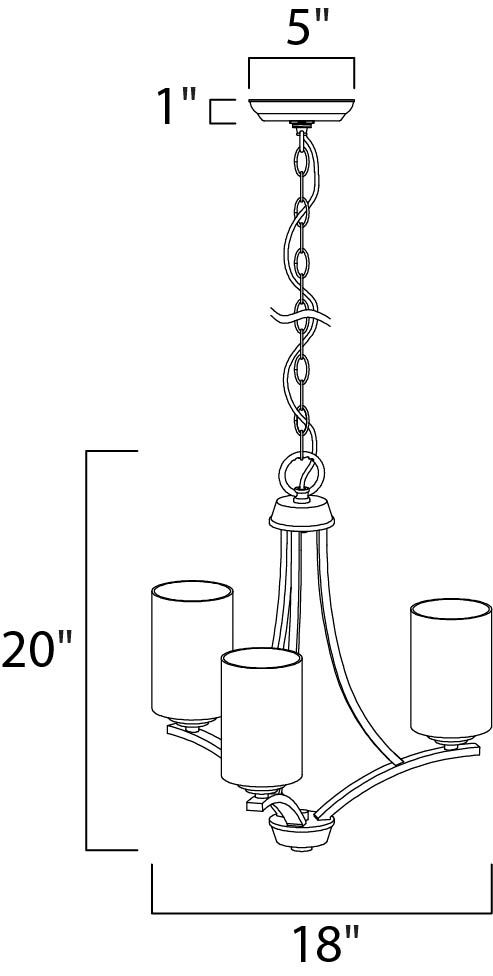 Deven 3-Light Chandelier Satin Brass in scene