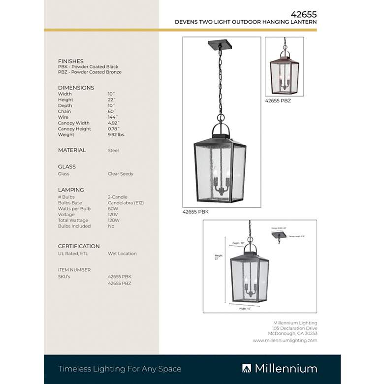 Image 6 Devens 22" High Powder-Coated Bronze Outdoor Hanging Light more views