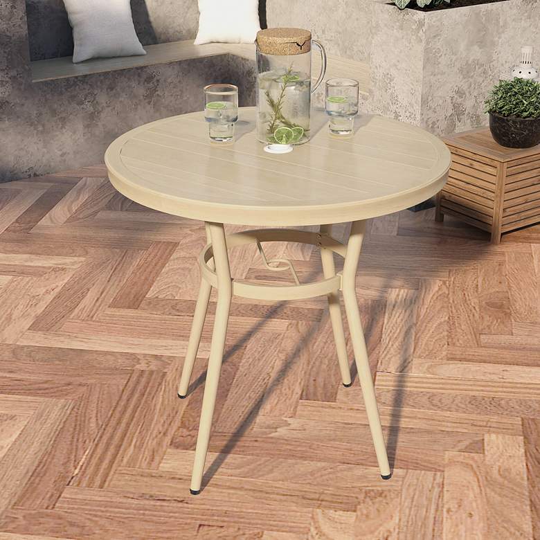 Image 1 Devey 31 1/2"W Natural Tone Outdoor Round Dining Table