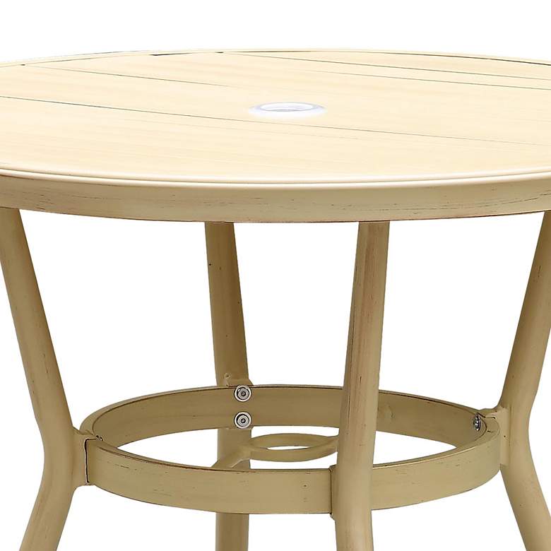 Image 3 Devey 31 1/2"W Natural Tone Outdoor Round Dining Table more views