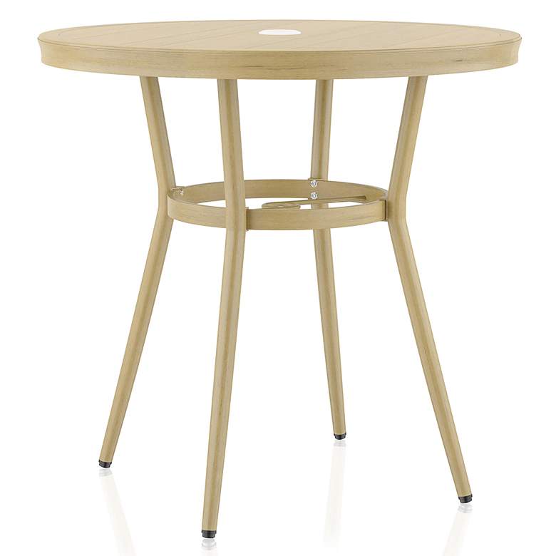 Image 4 Devey 31 1/2 inchW Natural Tone Outdoor Round Dining Table more views