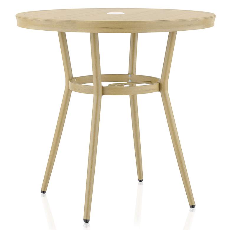 Image 4 Devey 31 1/2"W Natural Tone Outdoor Round Dining Table more views