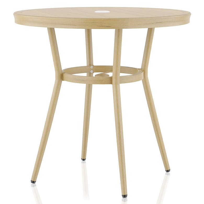 Image 6 Devey 31 1/2"W Natural Tone Outdoor Round Dining Table more views