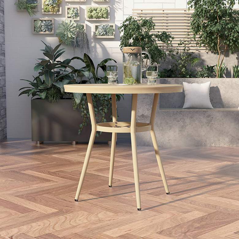 Image 7 Devey 31 1/2"W Natural Tone Outdoor Round Dining Table more views